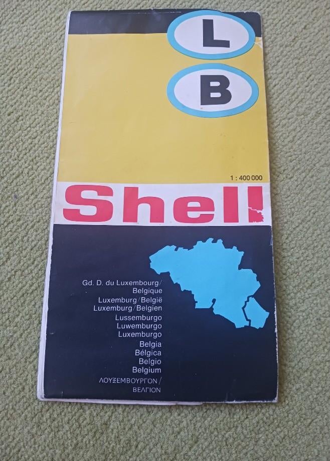 1975 Shell auto plattegrond/ landkaart Belgie/ Lux 1:400.000, Boeken, Atlassen en Landkaarten, Gelezen, Ophalen of Verzenden, Landkaart