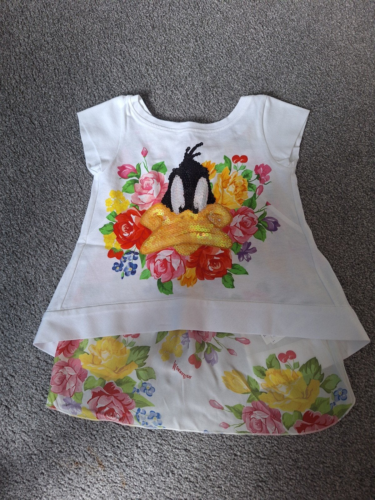 Monnalisa Daffy Duck Bloesje/Tuniek - Maat 4 (104/110), Ophalen of Verzenden, Zo goed als nieuw, Monnalisa, Meisje