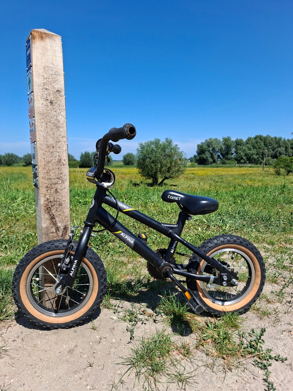 Alpina Comet 12 inch jongensfietsje - Zwart, Fietsen en Brommers, Gebruikt, Velgrem, Minder dan 49 cm, Ophalen