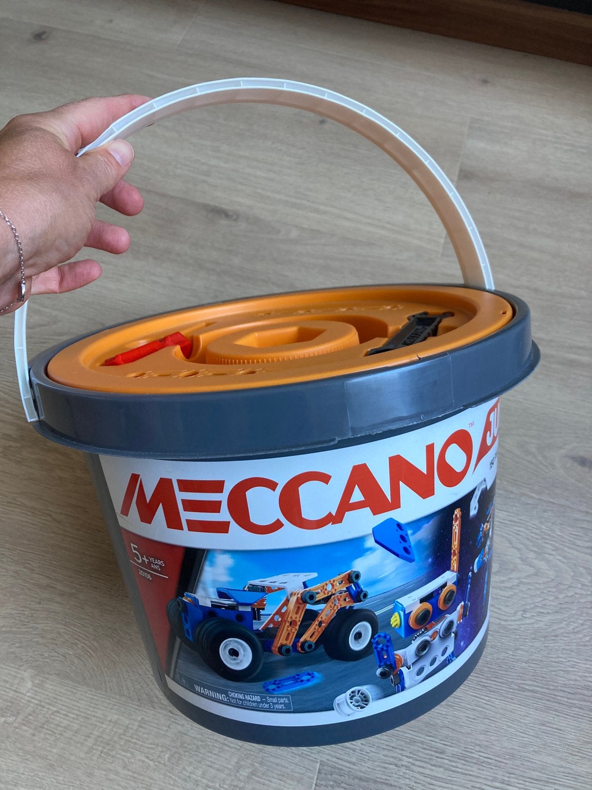 Meccano Junior - in handige opberg emmer, Ophalen, Zo goed als nieuw, Overige merken