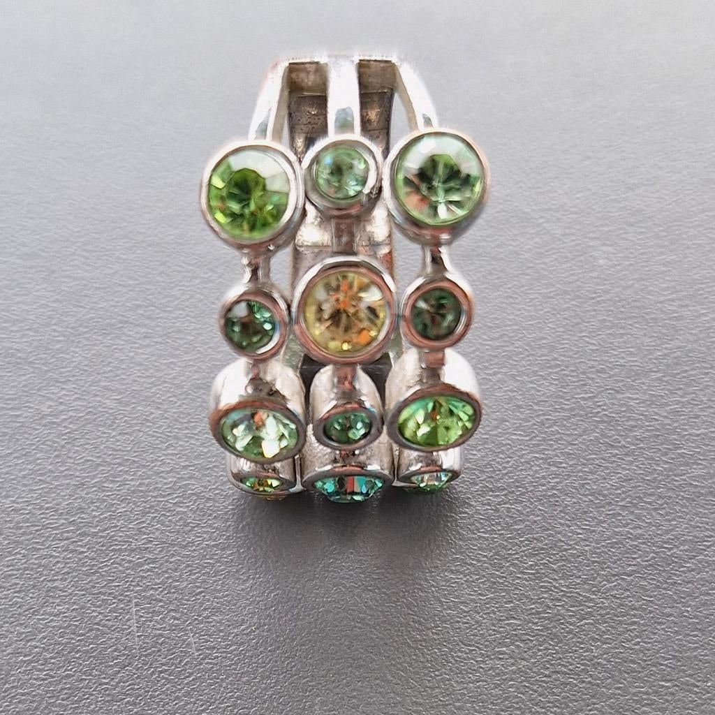 Ring Dyrberg / Kern Zilver 15 groene Swarovski kristallen, Ophalen of Verzenden, Zilver, Zilver, Dame