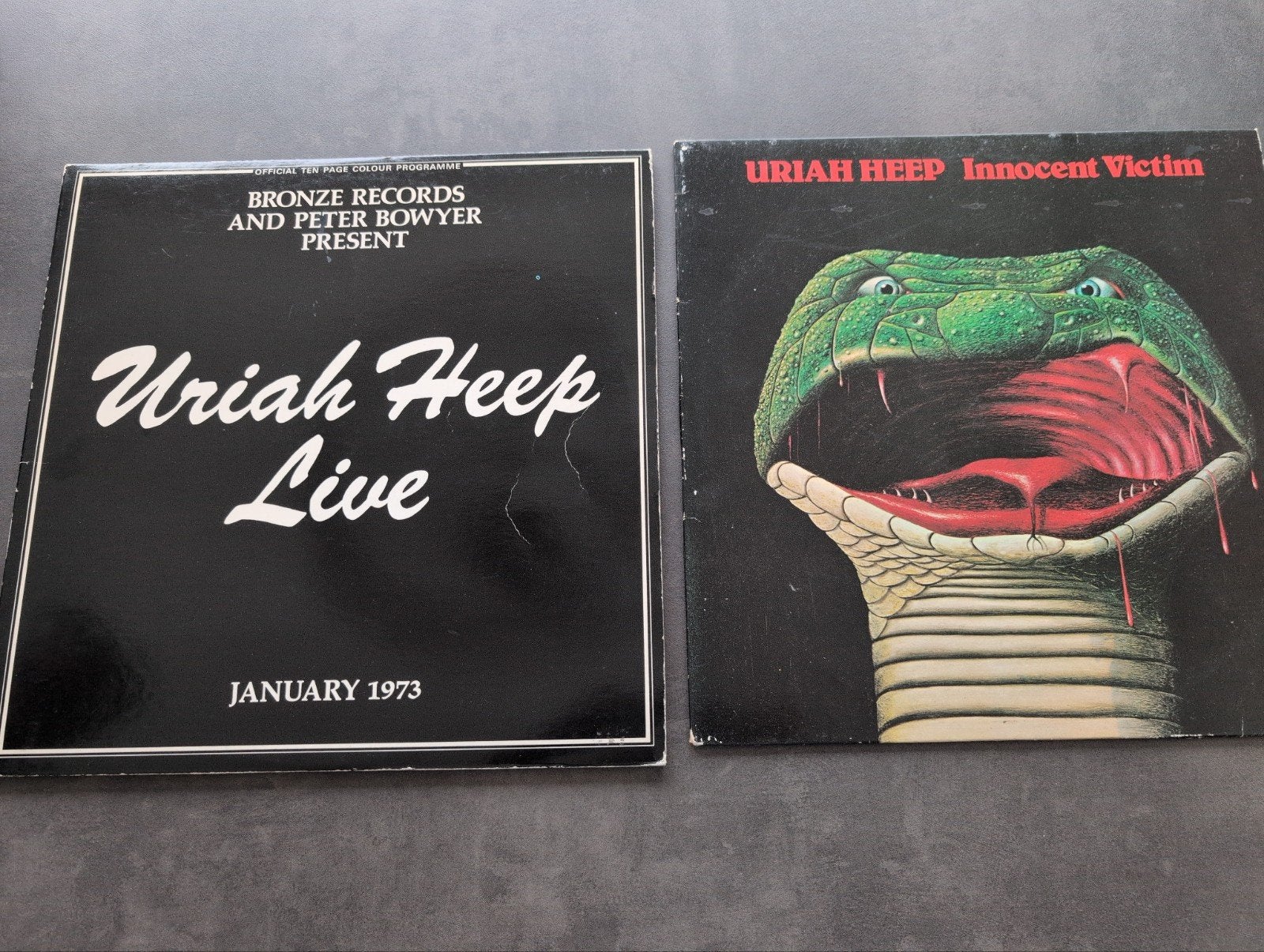 Uriah Heep - 2 elpees - Innocent Victim en Live 1973, Ophalen of Verzenden