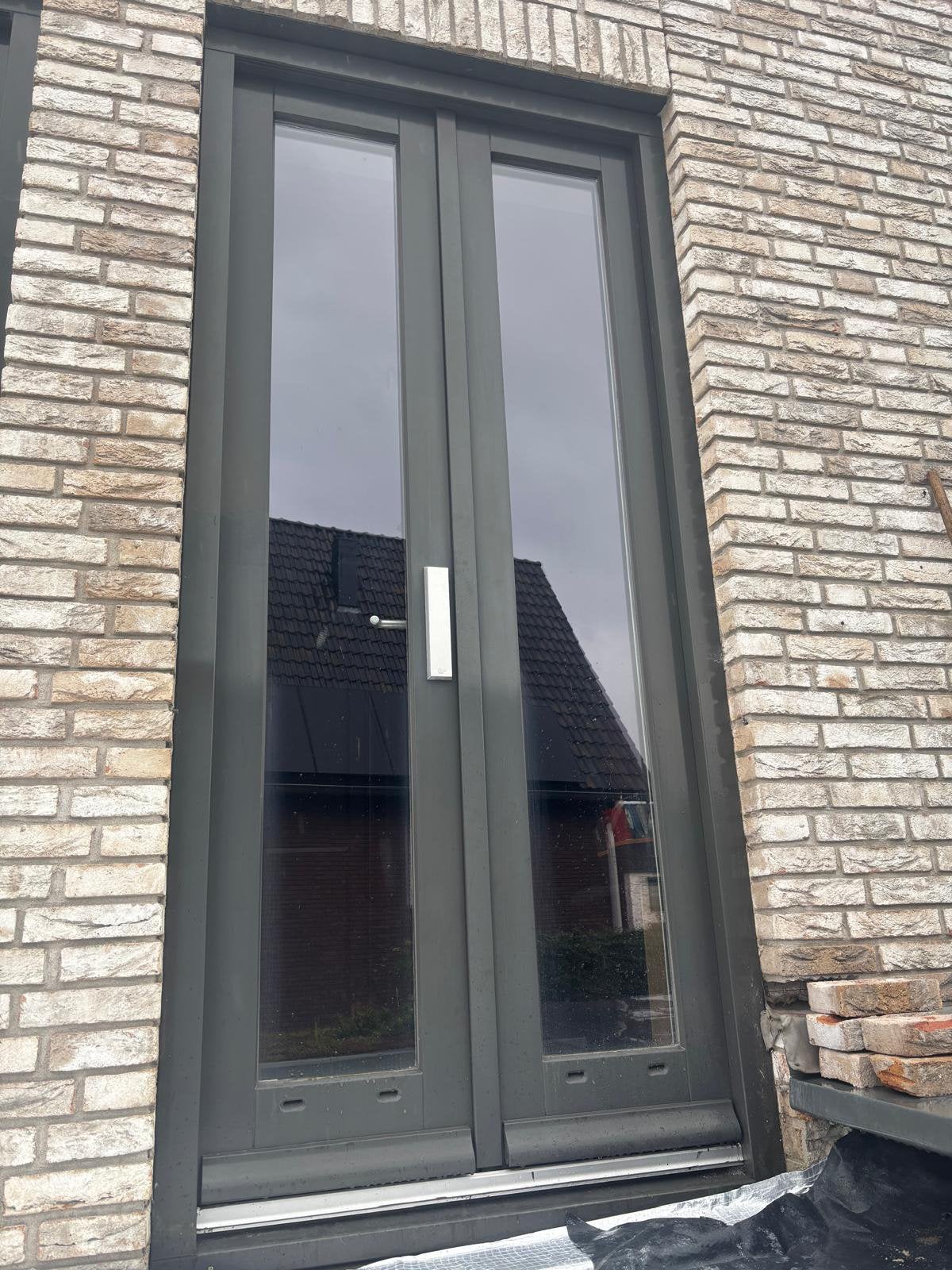 2 sets dubbele hardhouten deuren (frans balkon), 215 cm of meer, Glas, Ophalen, 100 tot 120 cm