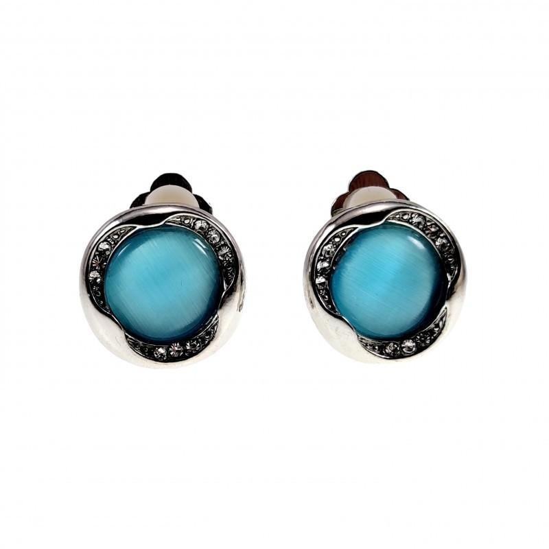 Oorclips Strass Blauwe Cabochon Clip-on Oorbellen Dames 18mm, Sieraden, Tassen en Uiterlijk, Oorbellen, Overige materialen, Birgitta-Gracht 33, 6465 EL Kerkrade, Nederland