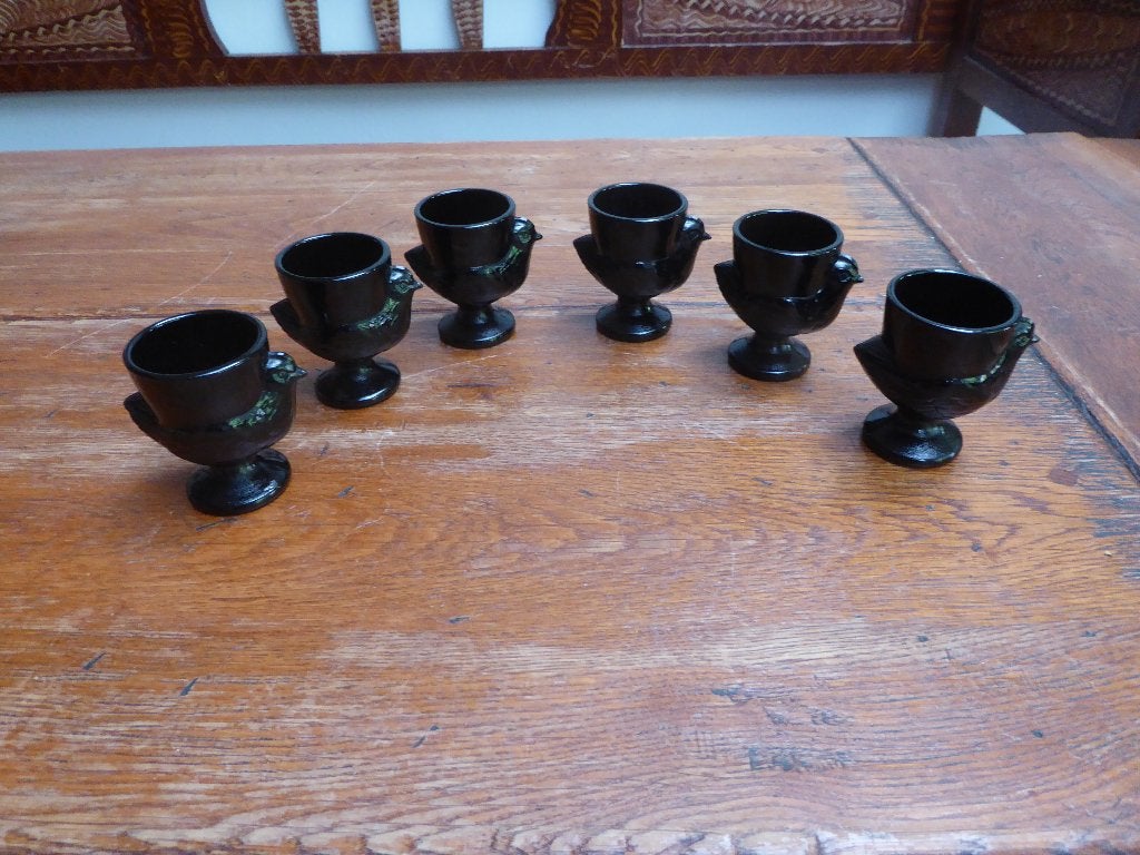 6 vintage opaline eierdopjes kip, Luminarc, Ophalen of Verzenden