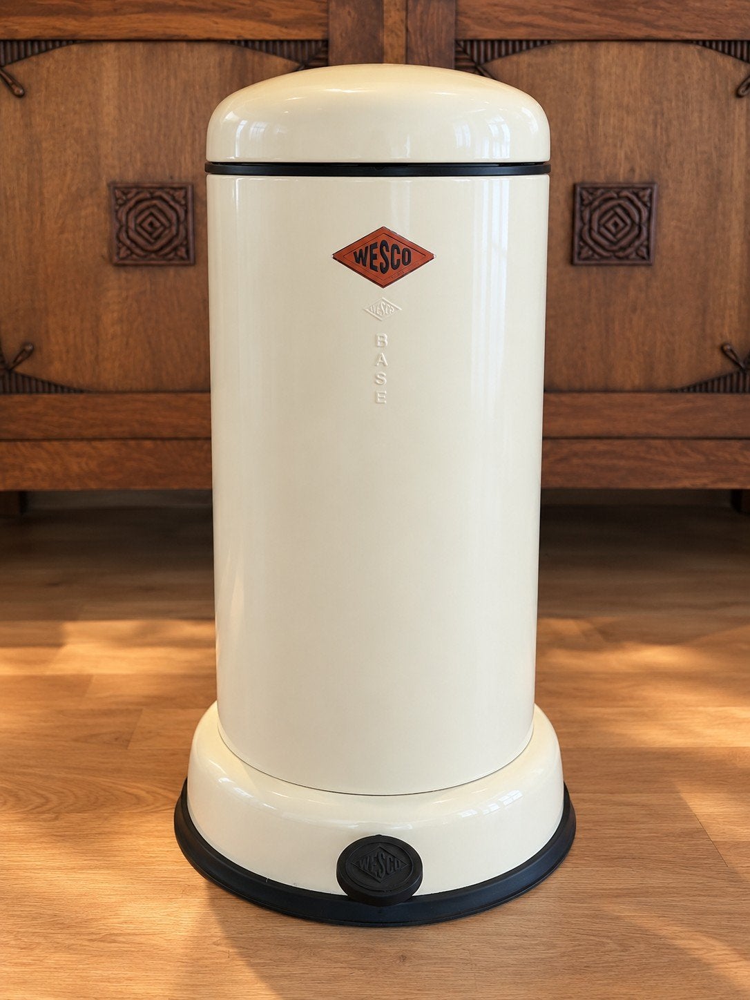 Wesco Baseboy 20L design prullenbak crème retro pedaalemme, Ophalen, 50 – 75, Gebruikt, Met pedaal