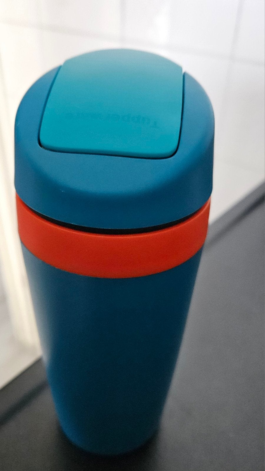 tupperware koffie/thee thermosbeker zgan, Blauw, Ophalen of Verzenden, Zo goed als nieuw, Drinkfles