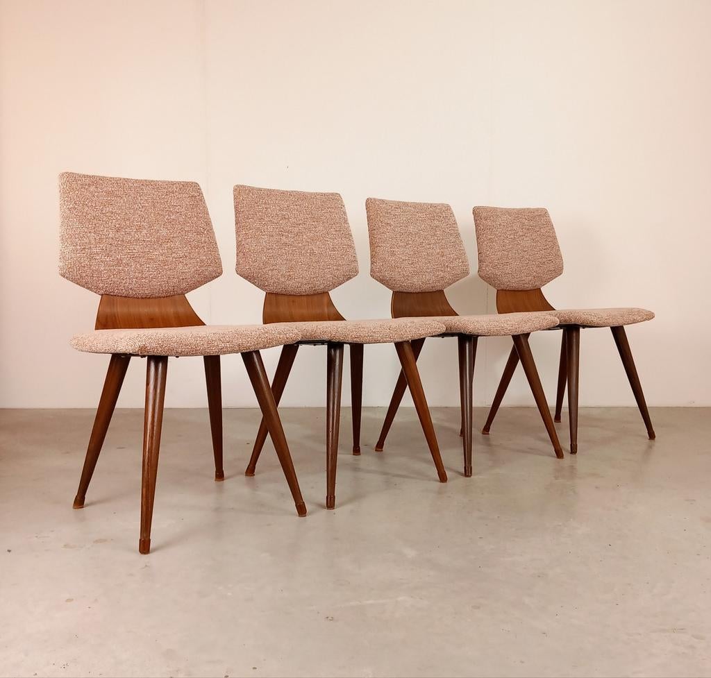 Set van 4 Vintage Eetkamerstoelen - Mid-Century Design, Ophalen, Overige kleuren, -, -