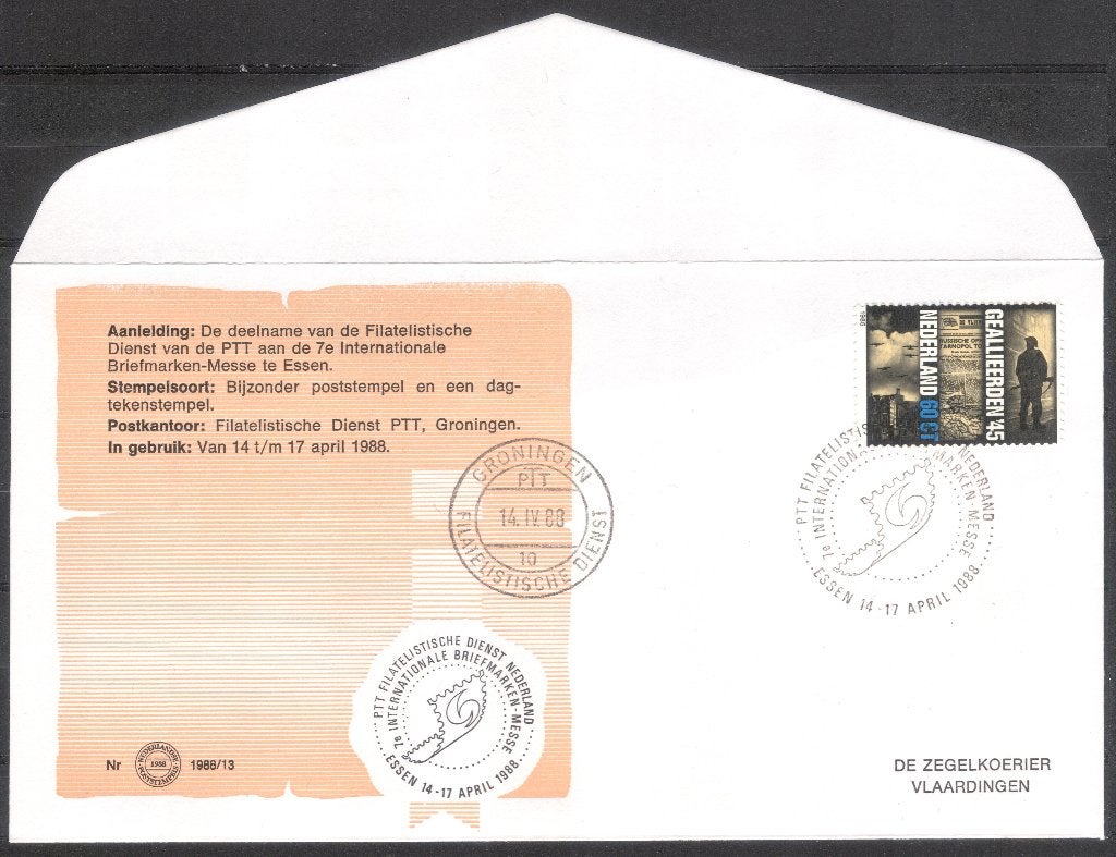 Deelname PTT aan 7e Int Briefmarken-Messe Essen 1988, Verzenden, Envelop