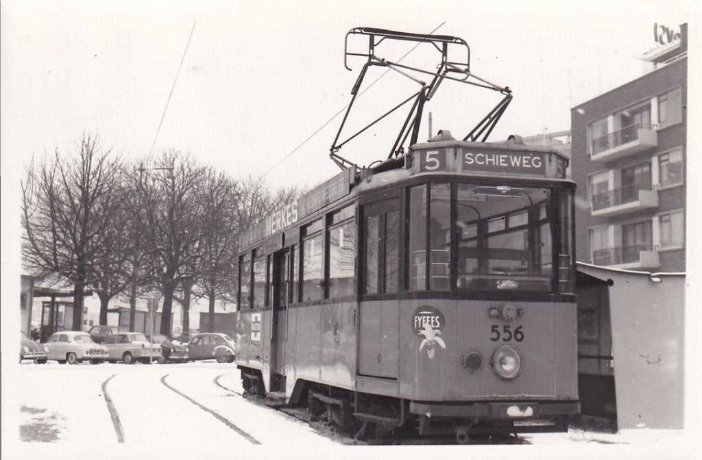 754N fotokaart Rotterdam, eindpunt Willemsplein tram lijn 5, Ophalen of Verzenden, 1960 tot 1980, Ongelopen, Zuid-Holland