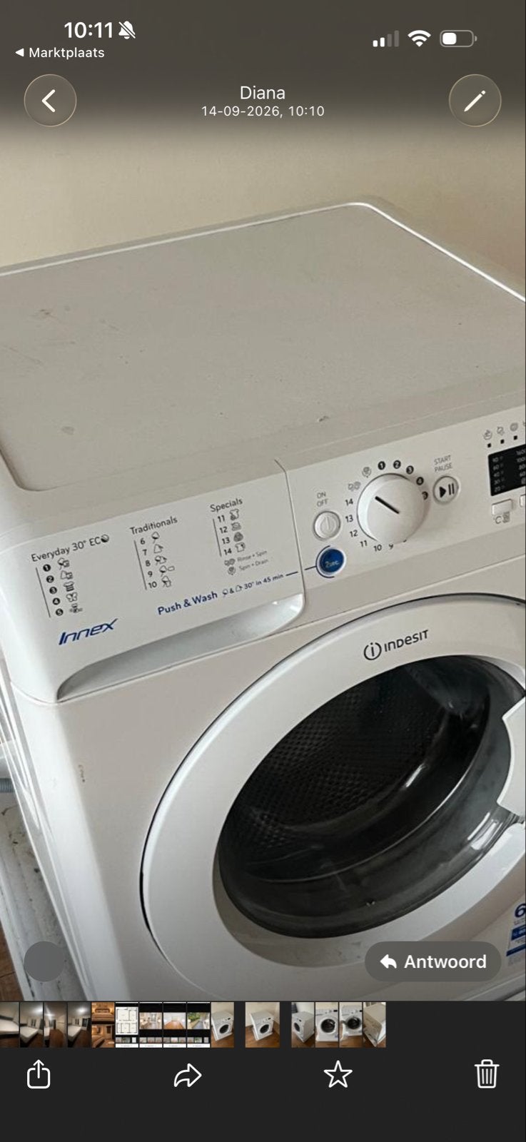Indesit Innex Wasmachine - Werkt, moet worden schoongemaakt, Witgoed en Apparatuur, Ophalen, 6 tot 8 kg, Gebruikt, 1600 toeren of meer