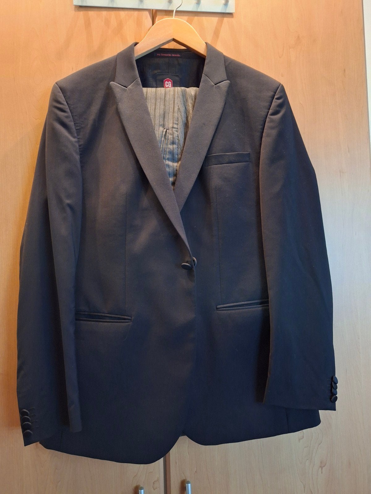 Heren kostuum met krijtstreepbroek, Kleding | Heren, Kostuums en Colberts, Ophalen of Verzenden, Zo goed als nieuw, Blauw