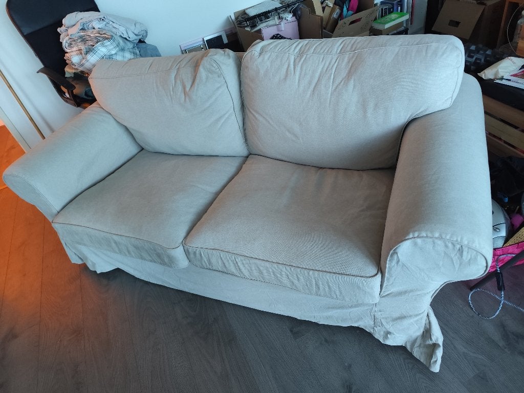 Ektorp beige bank, Ophalen, Gebruikt, Driepersoons, 75 tot 100 cm