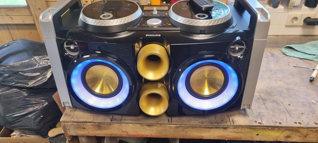 Philips Party Box met DJ-decks en lichteffecten, Philips, Gebruikt, Draagbaar, Tuner of Radio