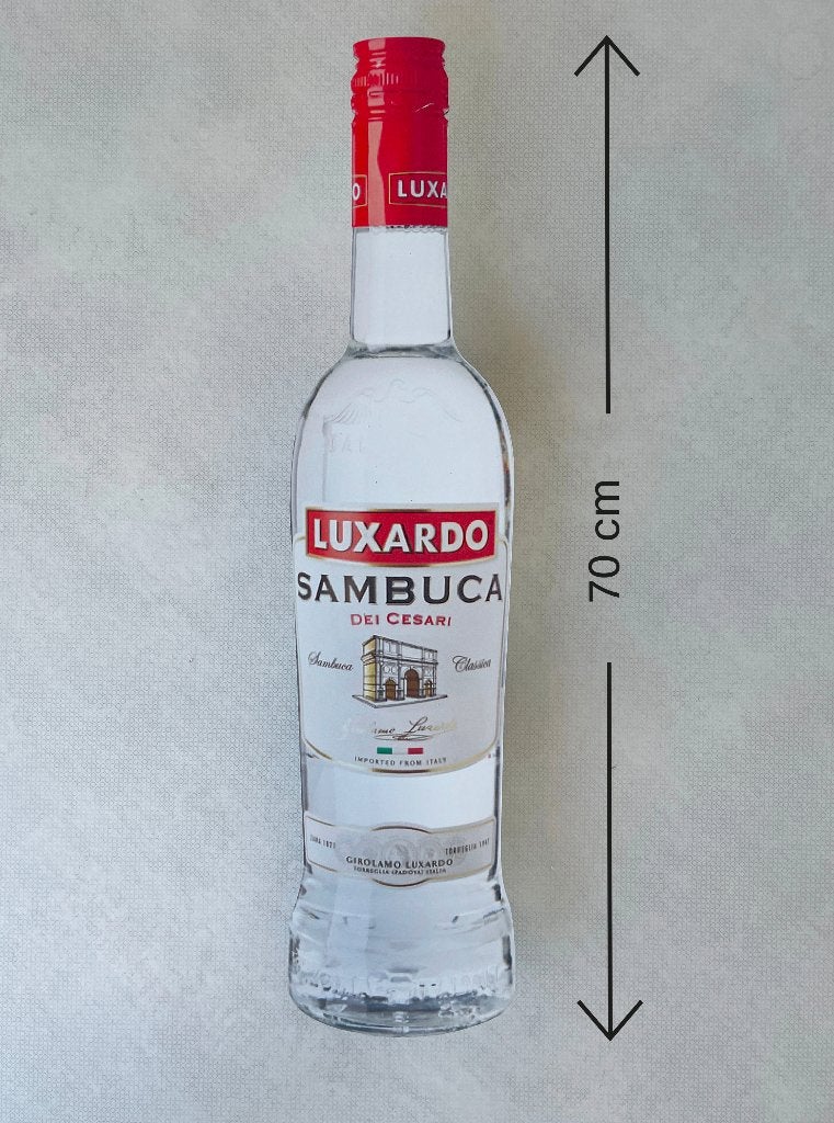 Reclamebord Sambuca fles groot, 17x70cm hoog, aluminium, Ophalen of Verzenden, Nieuw, Reclamebord