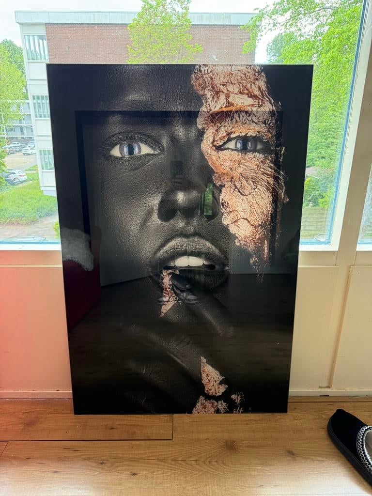 Plexiglas schilderij 120x80 vrouw met goudaccenten, Ophalen