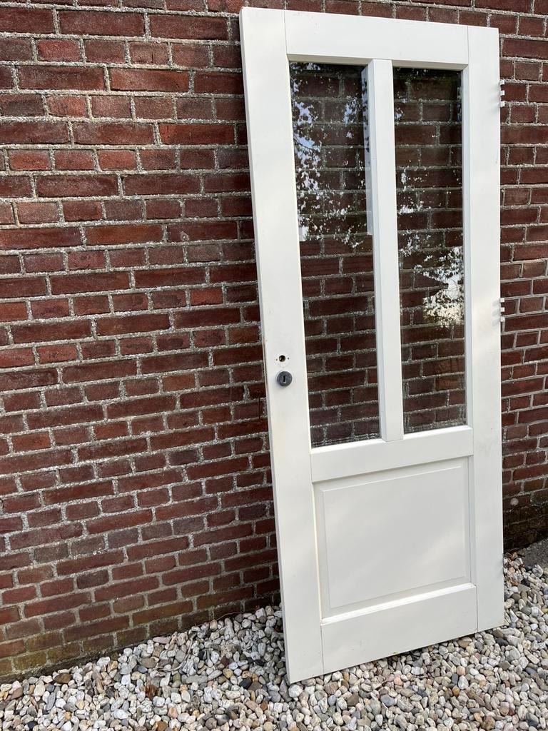 Panneel  deur met facet geslepen glas, Binnendeur, Ophalen of Verzenden, 200 tot 215 cm, Glas