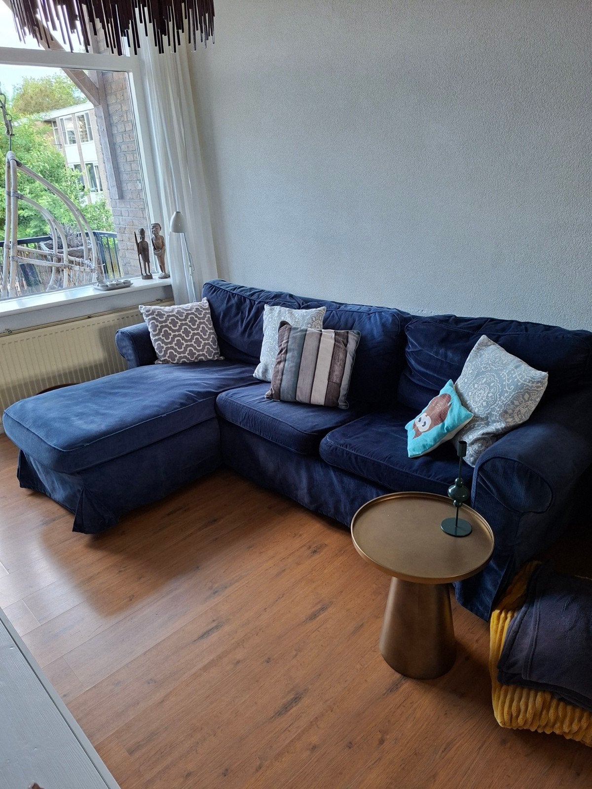 IKEA Ektorp Bank met Chaise Longue-Blauw-frame in topstaat, Huis en Inrichting, Banken | Bankstellen, Ophalen, 250 tot 300 cm