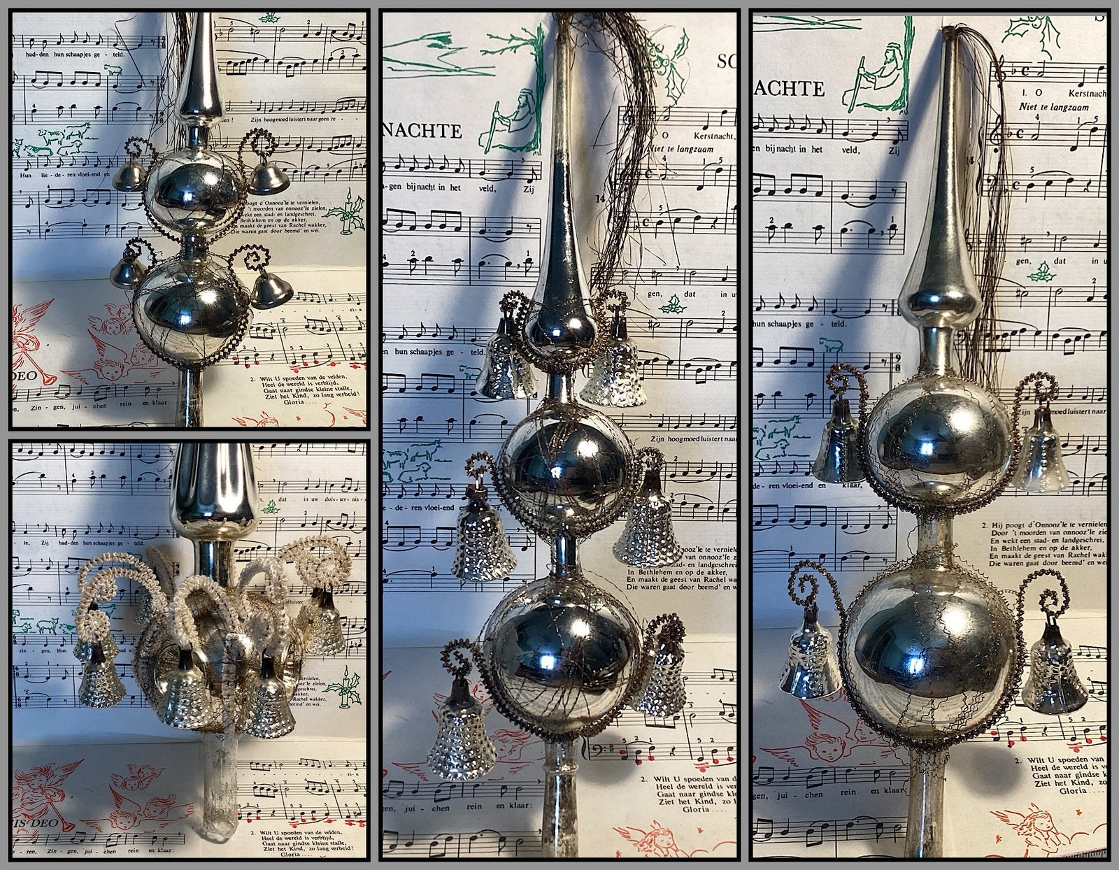 Antieke kerstpiek, deukpiek, klokjespiek, zilver of kleur, Ophalen of Verzenden, Gebruikt