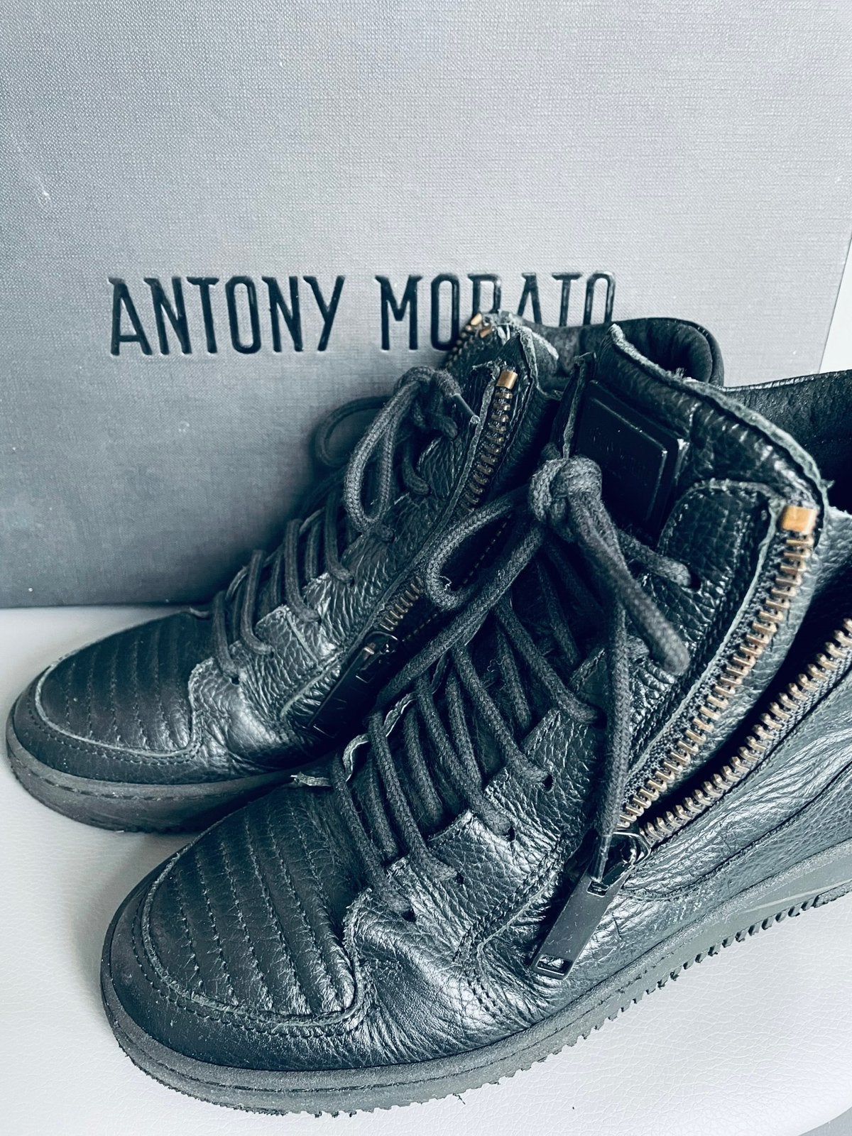 Antony Morato Leren Boots Maat 39 Zwart Als nieuw, Zwart, Lage of Enkellaarzen, Ophalen of Verzenden, Zo goed als nieuw