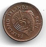 Falkland 1/2 Penny 1974, Postzegels en Munten, Ophalen of Verzenden, Noord-Amerika