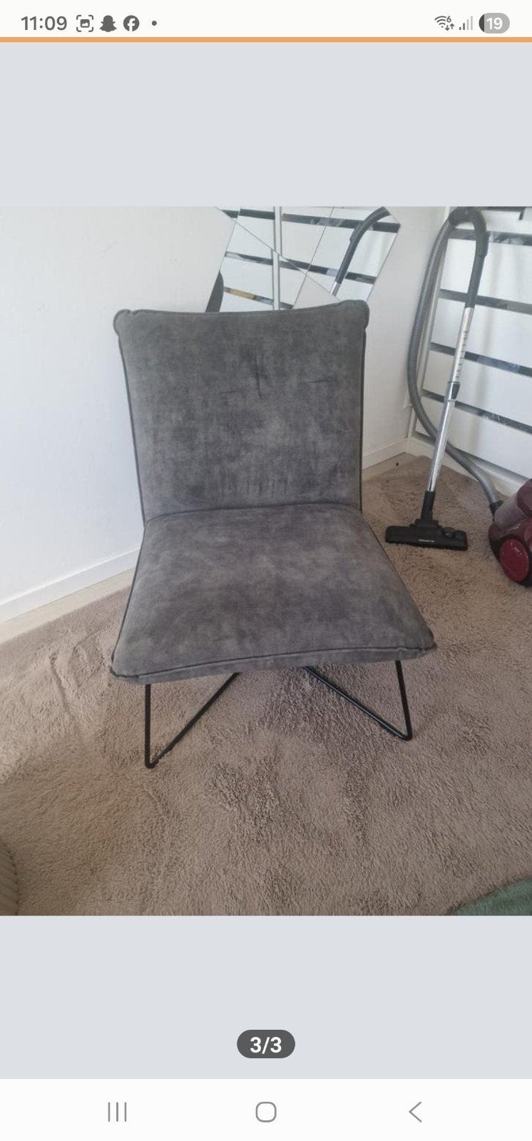 Twee comfortabele grijze lounge stoelen, Ophalen, Gebruikt, Twee, Metaal