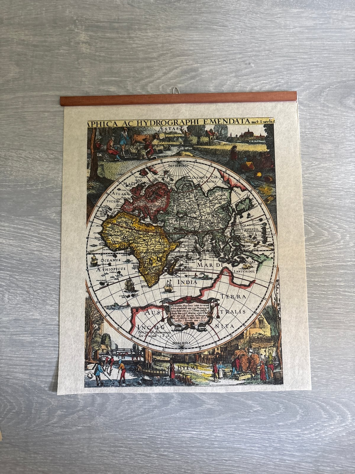 Antieke Wereldkaart Poster - Decoratieve Wandkaart, Boeken, Atlassen en Landkaarten, Ophalen, Voor 1800, Wereld, Landkaart