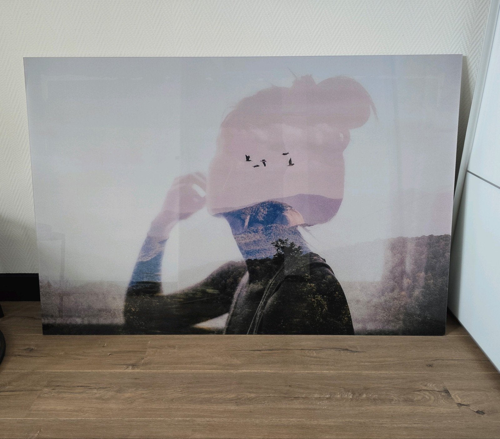 Modern schilderij 'Vrouw met Landschap' - Acryl op Plexiglas, Ophalen