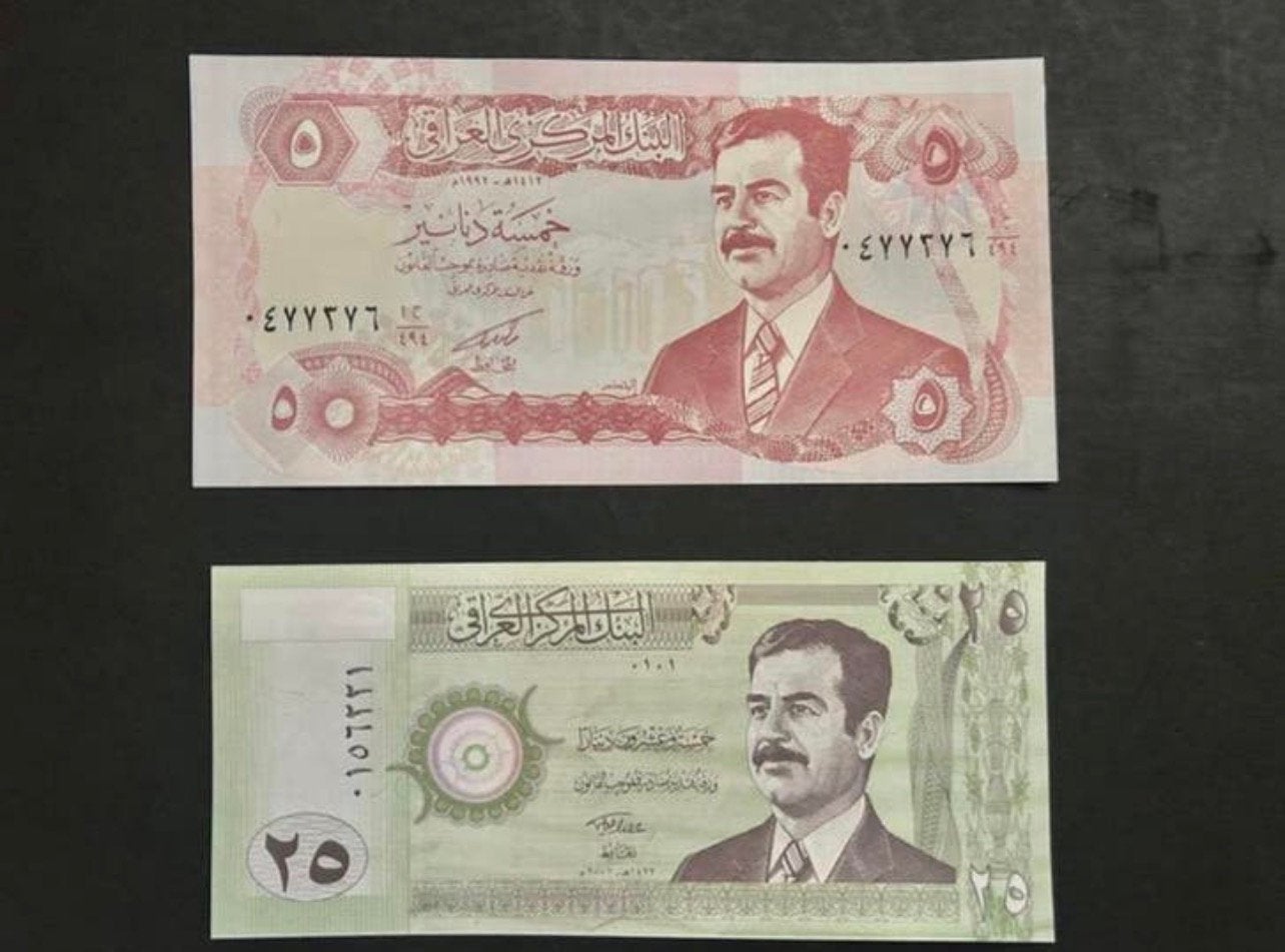 5 & 25 Dinar Irak, Sadam Hoessein, Ophalen of Verzenden, Zuidoost-Azië