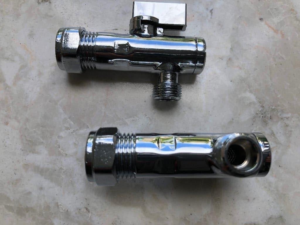 Stopkraan verchroomd met filter 2X, Ophalen, Nieuw, Chroom, Kraan