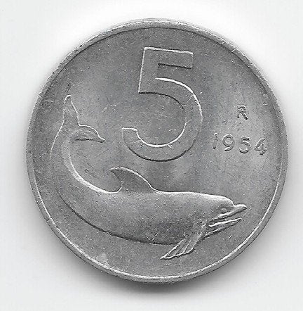 Italië 5 lire 1954 (type 1) KM# 92 (1), Verzenden, Italië, Losse munt