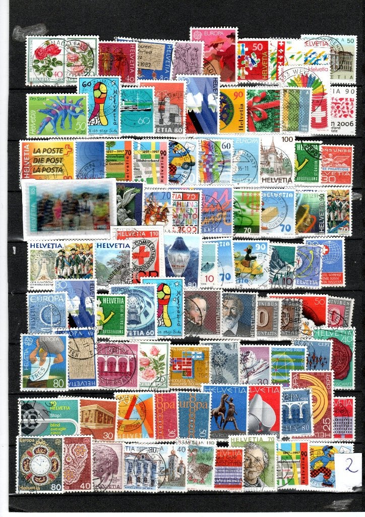 90 zegels Zwitserland blad 2, Ophalen of Verzenden, Gestempeld