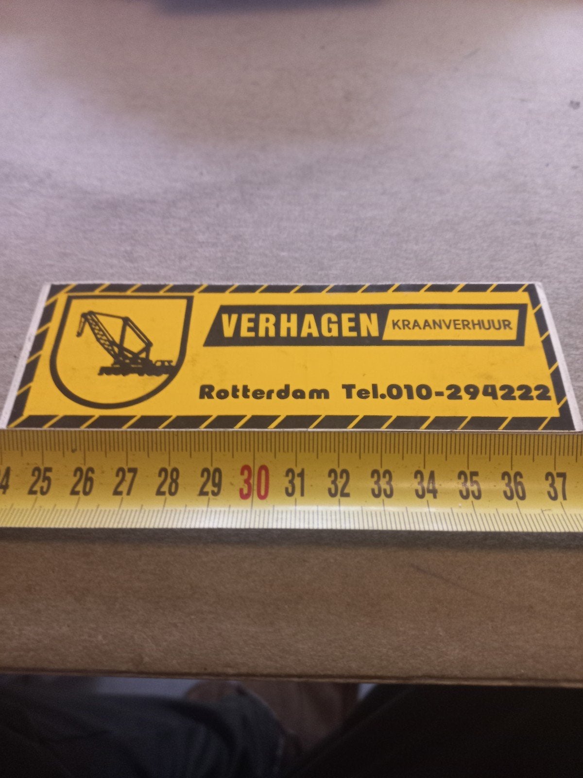 Vintage Verhagen Kraanverhuur Rotterdam Reclamesticker, Verzamelen, Ophalen of Verzenden, Gebruikt