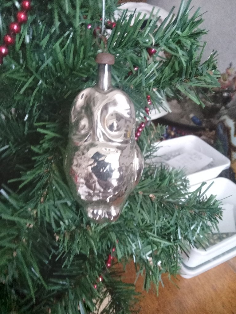 glazen kerstbal model uil in zilver, Ophalen of Verzenden, Gebruikt