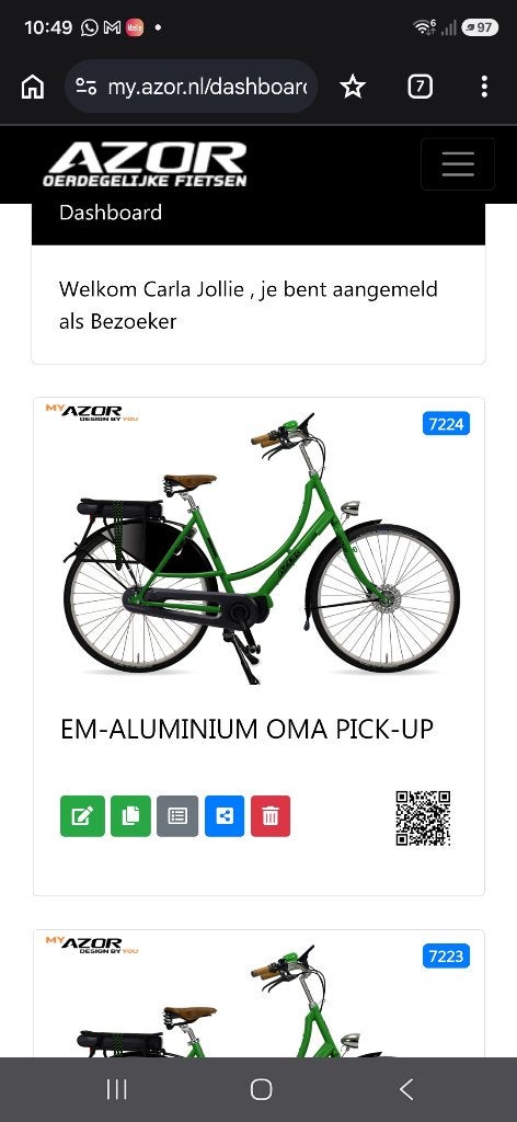 Electrische fiets met reserve accu, merk Azor, Fietsen en Brommers, Elektrische fietsen, Zo goed als nieuw, 59 cm of meer, 50 km per accu of meer