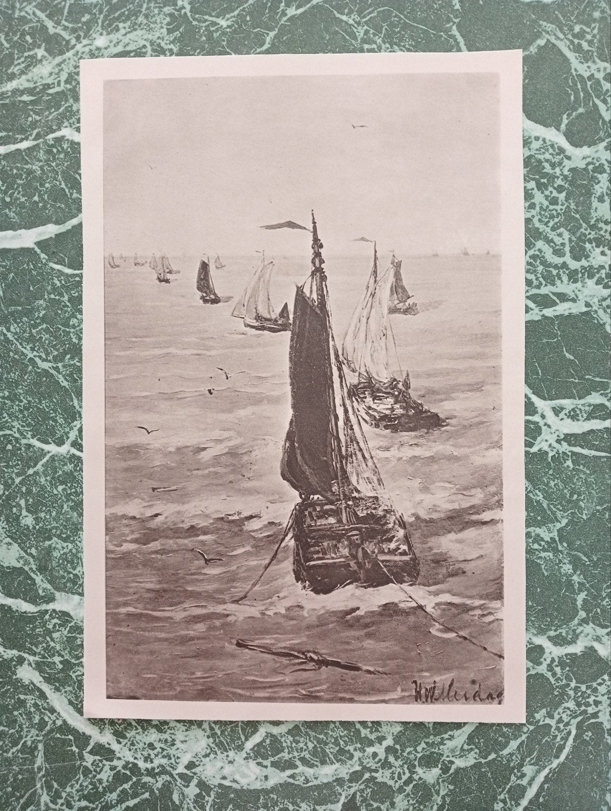 Hendrik Mesdag prent 1934 zeegezicht, Ophalen of Verzenden