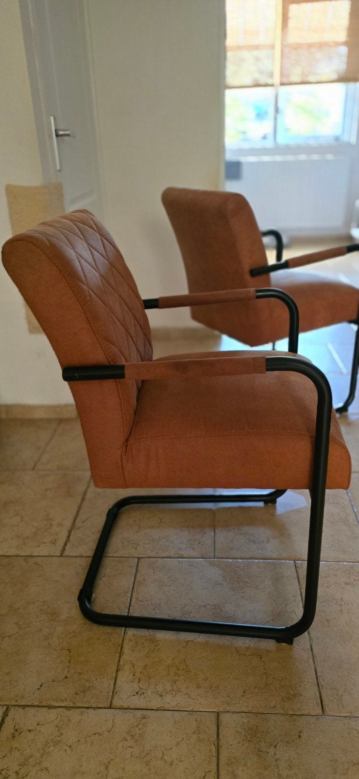 3 eetkamerstoelen en eettafel bank., Ophalen, Gebruikt, Overige kleuren, Stof