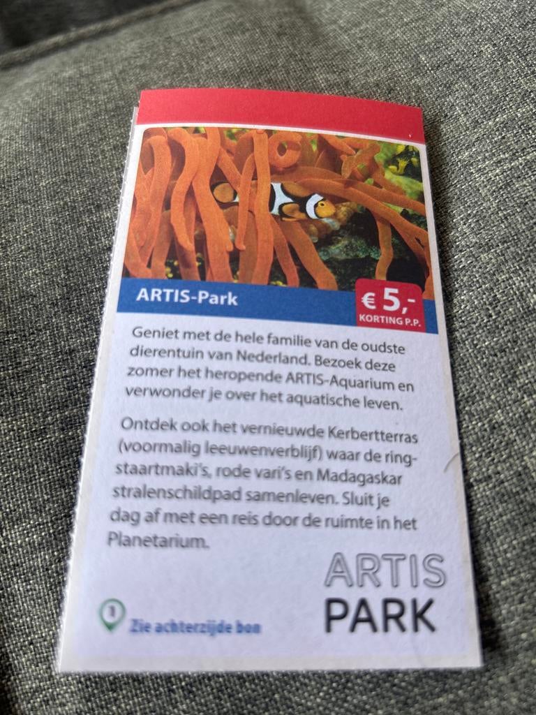 Korting Artis €5,-pp, Drie personen of meer, Kortingsbon, Overige typen