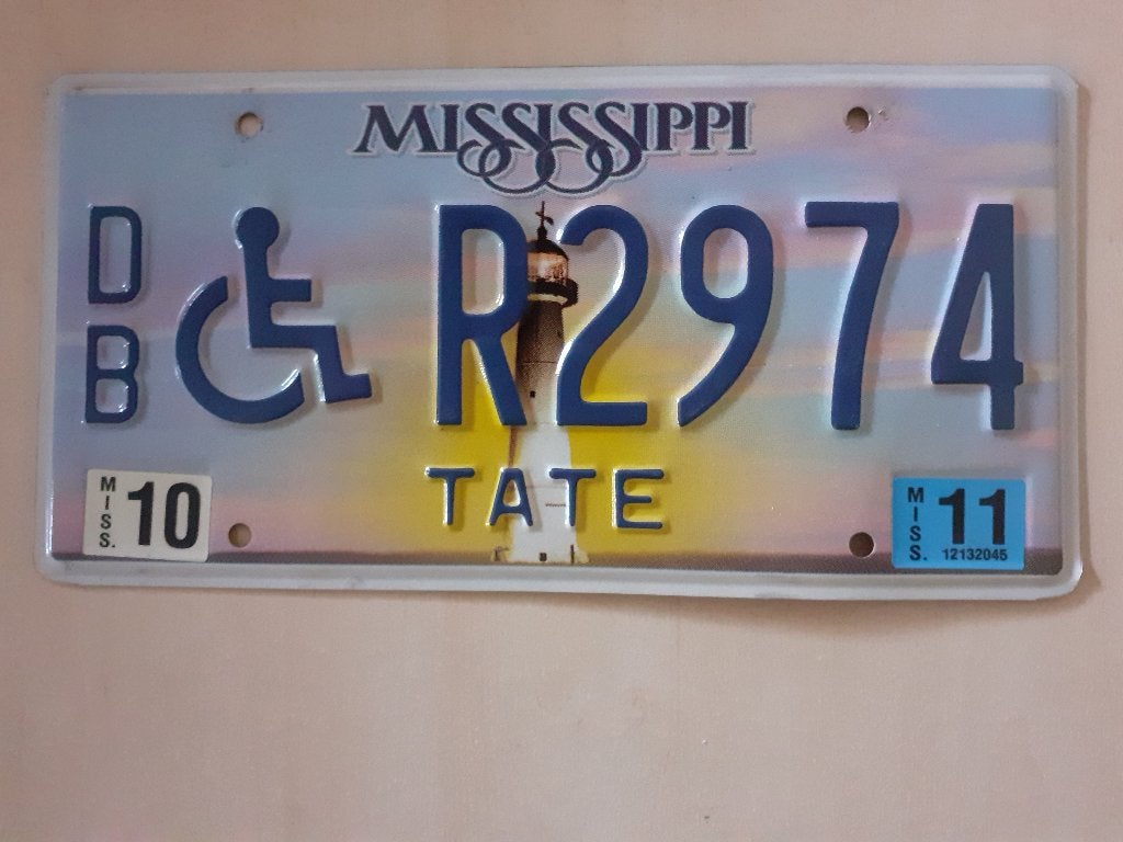 Kentekenplaat Mississippi Disabled usa., Verzamelen, Ophalen of Verzenden, Gebruikt, Auto's