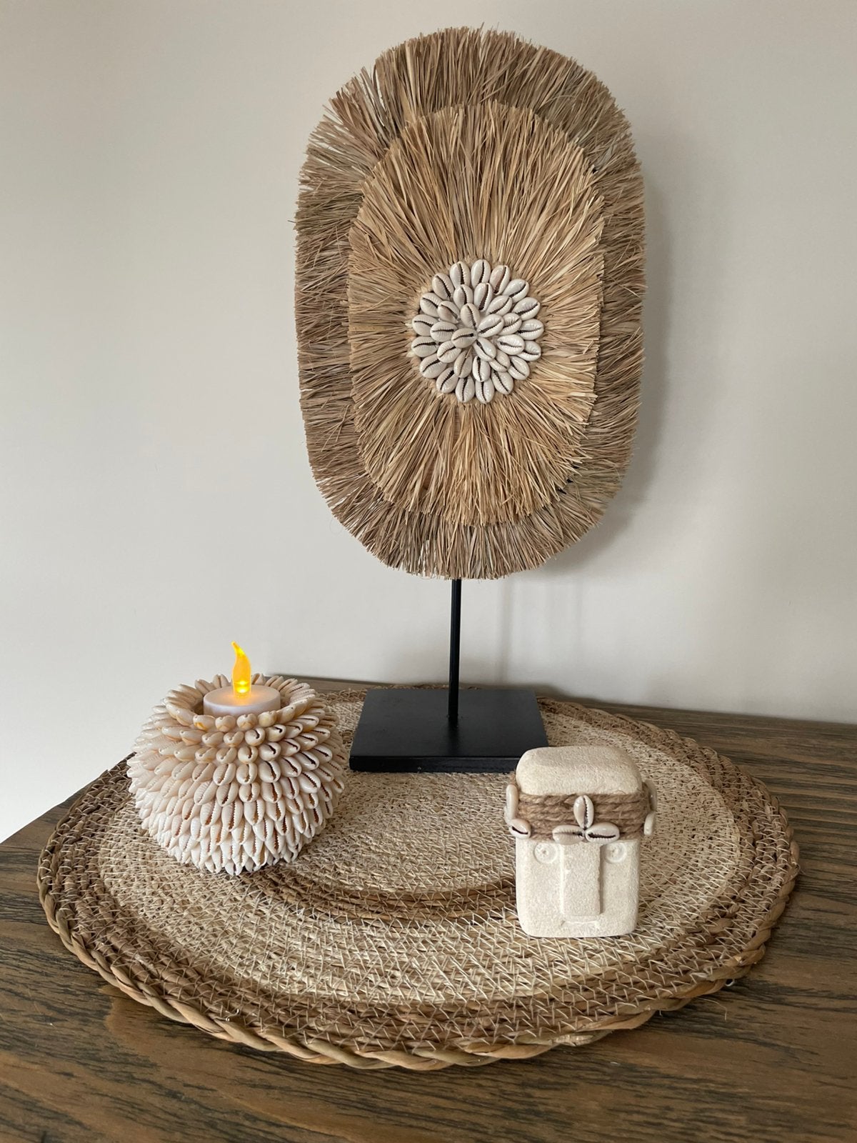 Nieuw raffia schelpen ornament op standaard, Ophalen of Verzenden, Nieuw