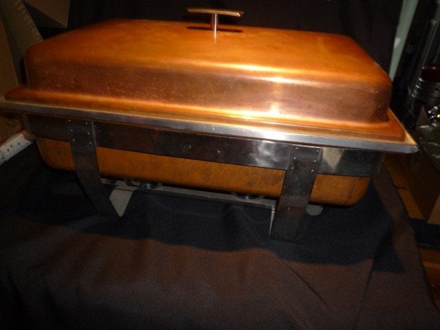 roodkoperen eau Bain Marie bak chafing dish 55 x 35 cm, Ophalen of Verzenden, Gebruikt