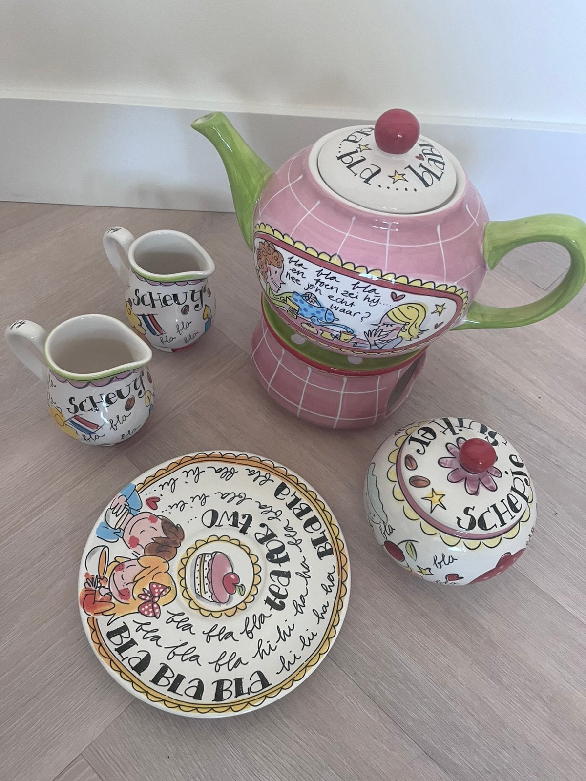 Blond servies even bijkletsen; theepot, suikerpot, melkkan, Huis en Inrichting, Ophalen, Aardewerk, Blond Amsterdam, Overige typen