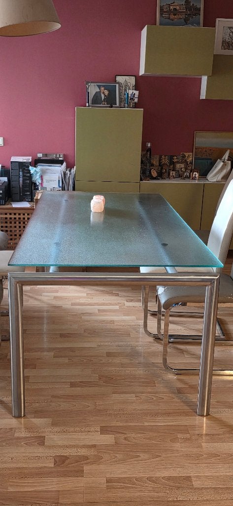 eettafel van gehard glas – 200 x 95 cm, Ophalen, 50 tot 100 cm, Vijf personen of meer, 150 tot 200 cm