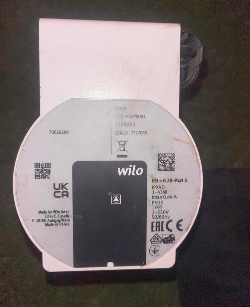 A label pomp Wilo Para 25/6-43/IPWM1 Circulatiepomp CV-ketel, Minder dan 30 cm, Cv-ketel of Combi-ketel, Minder dan 60 cm, Ophalen of Verzenden