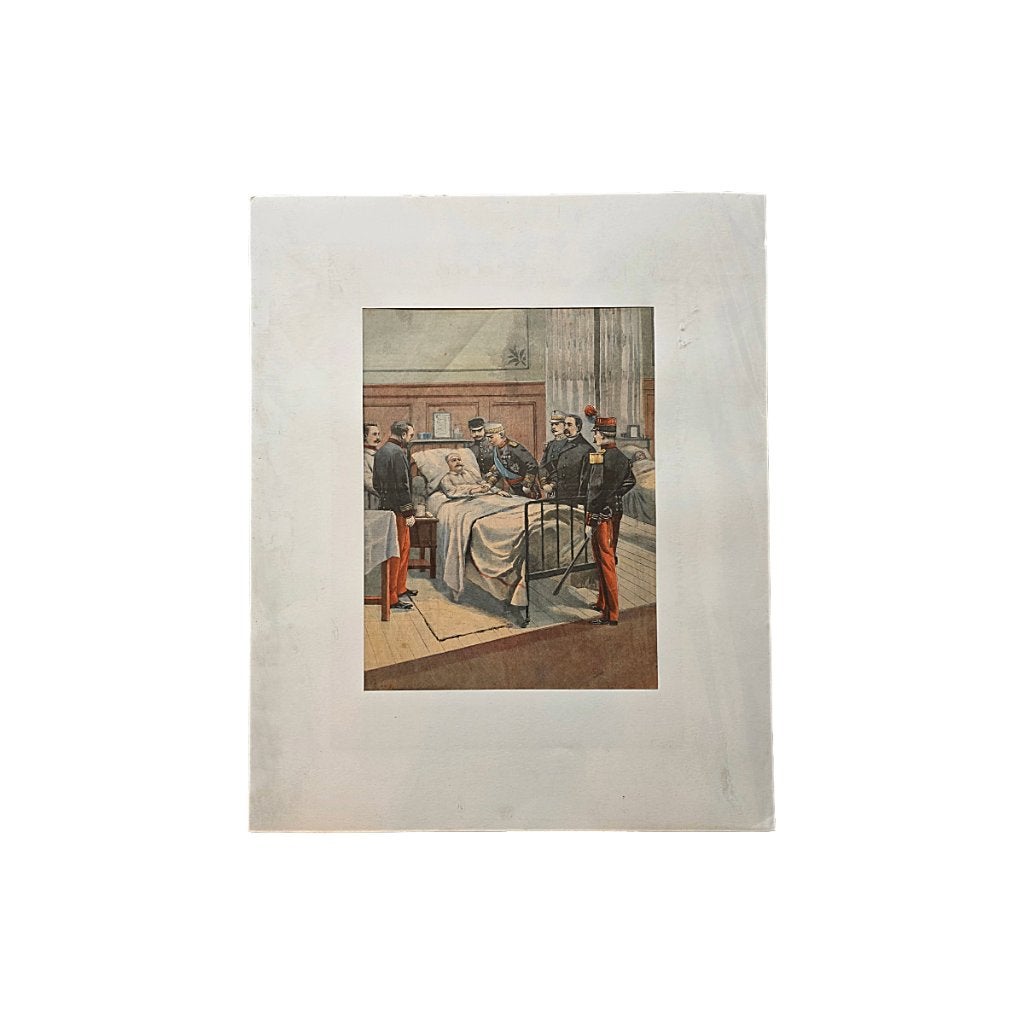 Oude Franse kleurenlitho van Le Petit Parisien, Met passe-partout, Ophalen of Verzenden, Overige onderwerpen, Lithografie