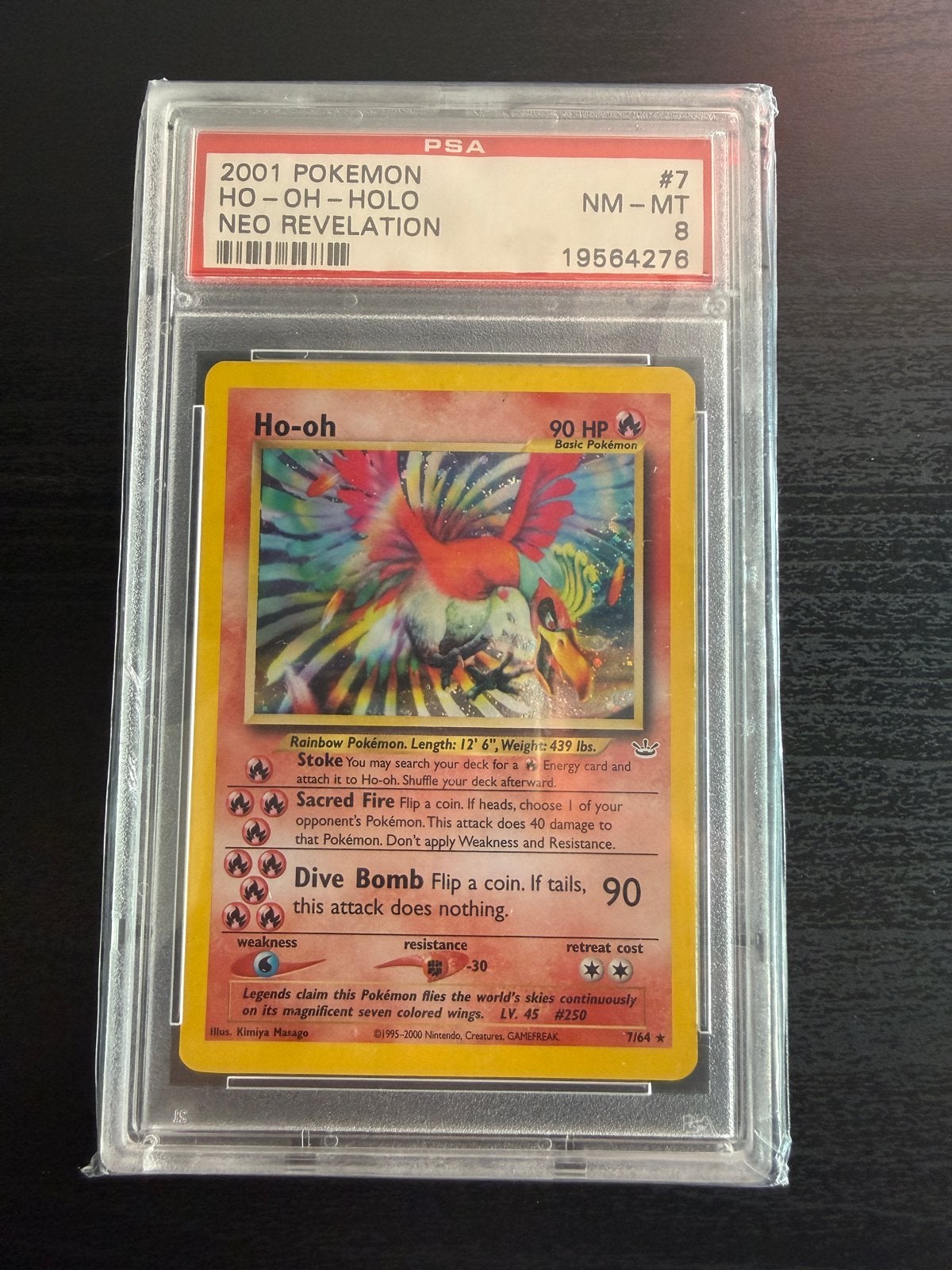 PSA 8 Ho-oh Holo Neo Revelation Pokémon Kaart 2001, Ophalen of Verzenden, Nieuw, Losse kaart, Foil