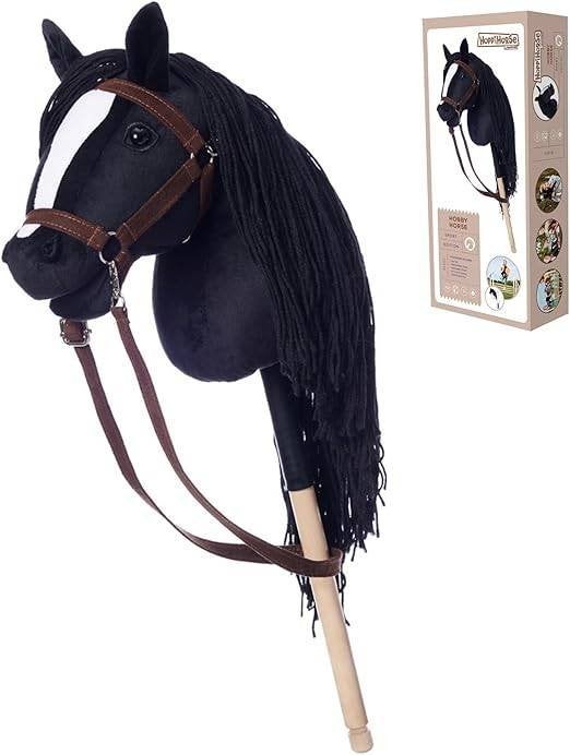 Zwarte HoppiHorse Hobby Horse met Halster – Groot A3, Ophalen of Verzenden, Nieuw
