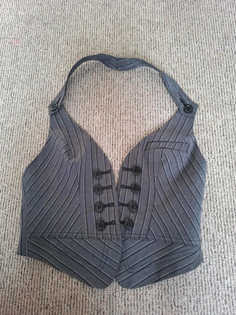 Tally Weijl grijze krijtstreep haltertop / gilet – maat S/36, Tally weijl, Ophalen of Verzenden, Zo goed als nieuw, Maat 36 (S)