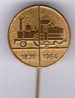 NS Sportdag 7 - 9 - '64 koper trein speldje ( J_153a), Verzenden, Zo goed als nieuw, Sport, Speldje of Pin
