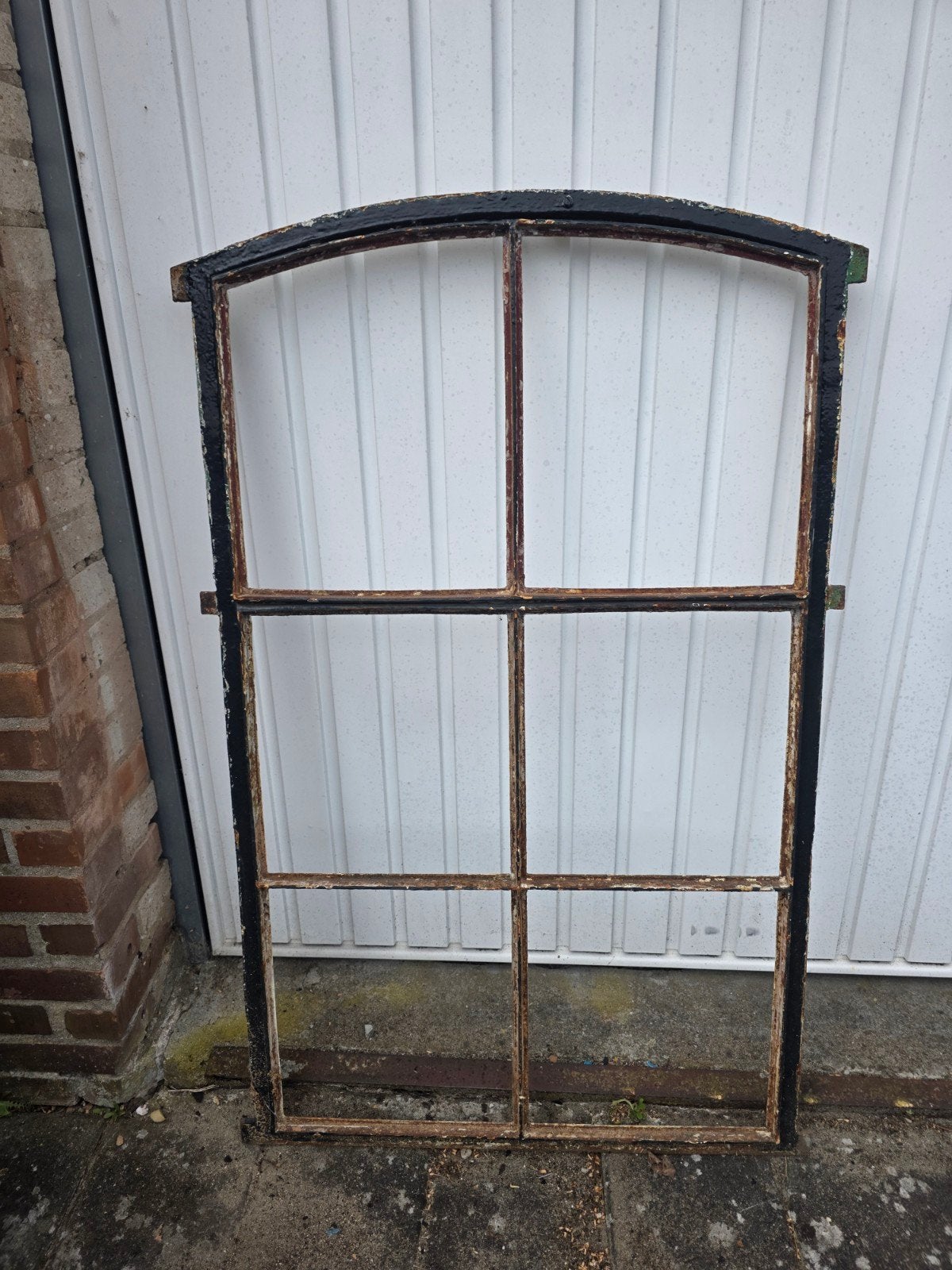 Oud ijzeren raamkozijn - Decoratief of voor restauratie, Ophalen, Gevelraam of Ruit, Gebruikt, 80 tot 120 cm